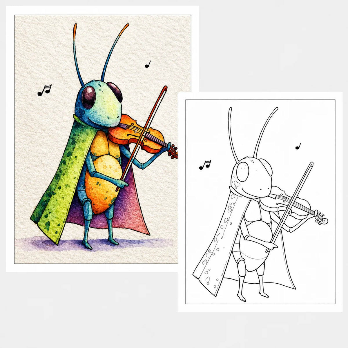 Duskrow | 49 Cute Insects Watercolor Coloring Pages (PDF) | gallery 04