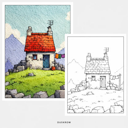 Duskrow | 33 Country Look Watercolor Coloring Pages (PDF) | gallery 03