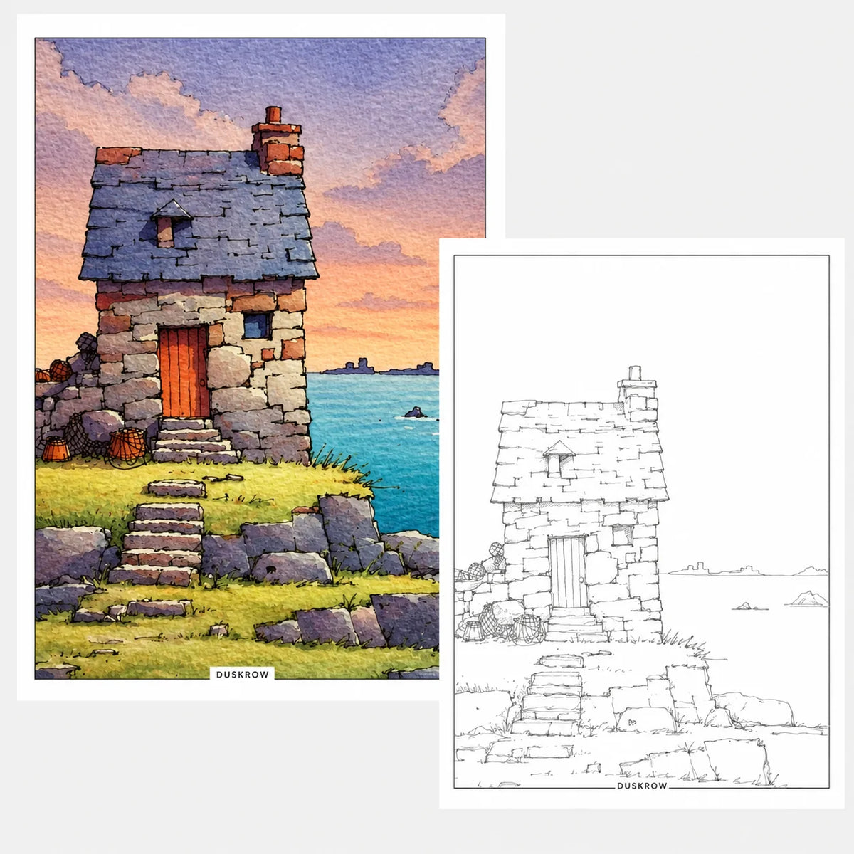 Duskrow | 33 Country Look Watercolor Coloring Pages (PDF) | gallery 02