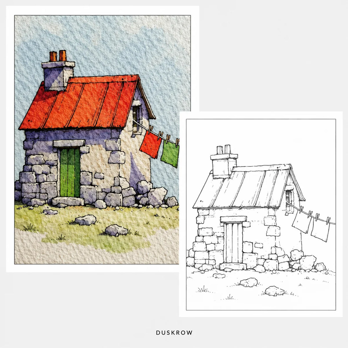 Duskrow | 33 Country Look Watercolor Coloring Pages (PDF) | gallery 04