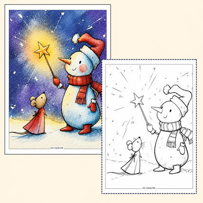 Duskrow | 40 Christmas Watercolor Coloring Pages (PDF) | gallery 05