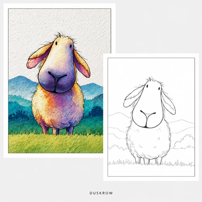 Duskrow | 47 Funny Farm Animals Watercolor Coloring Pages (PDF) | gallery 03