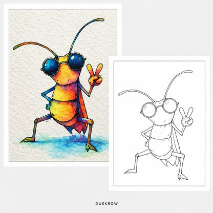 Duskrow | 49 Cute Insects Watercolor Coloring Pages (PDF) | gallery 03