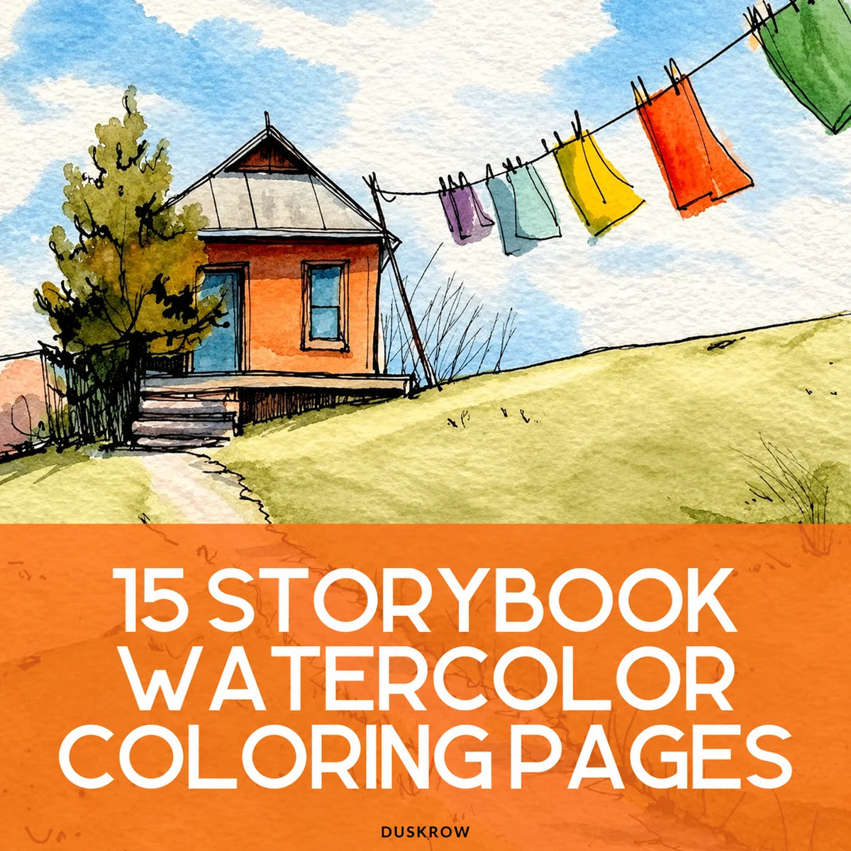 Duskrow | 15 Storybook Watercolor Coloring Pages (PDF) | gallery 01