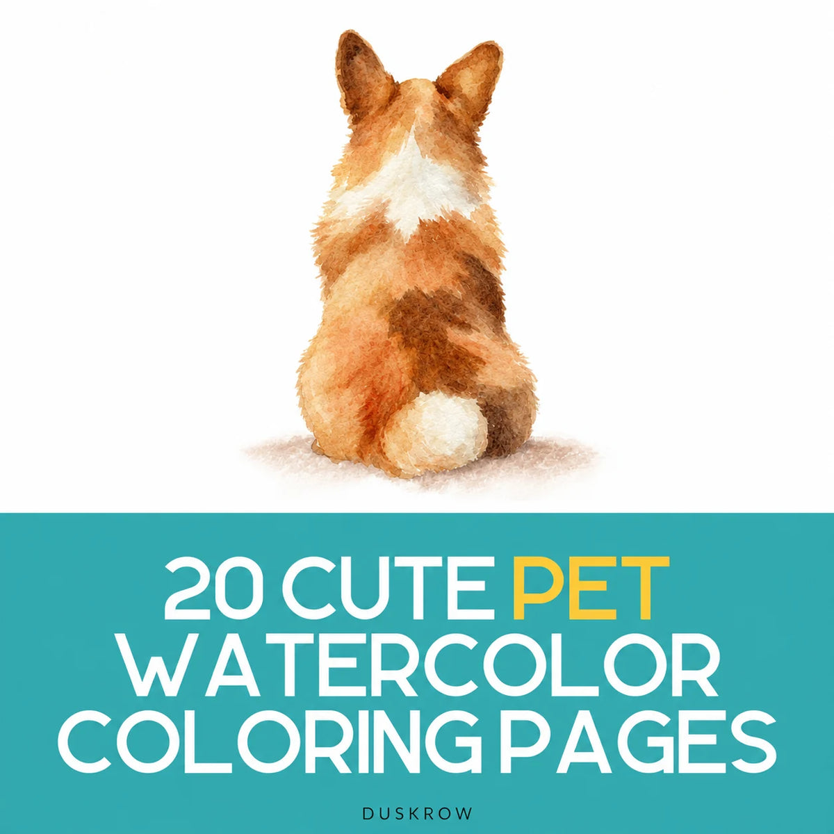 Duskrow | 20 Cute Pet Watercolor Coloring Pages (PDF) | gallery 01