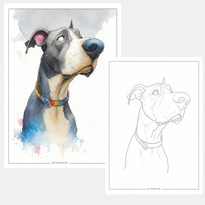 Duskrow | 20 Cute Pet Watercolor Coloring Pages (PDF) | gallery 02