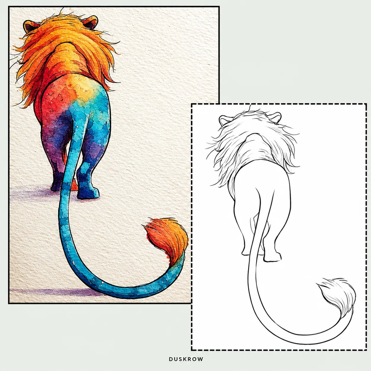 Duskrow | 60 Wild Animals Watercolor Coloring Pages (PDF) | gallery 05