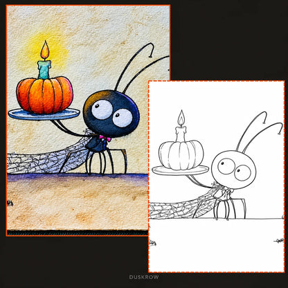 Duskrow | 30 Spooky Halloween Watercolor Coloring Pages (PDF) | gallery 02