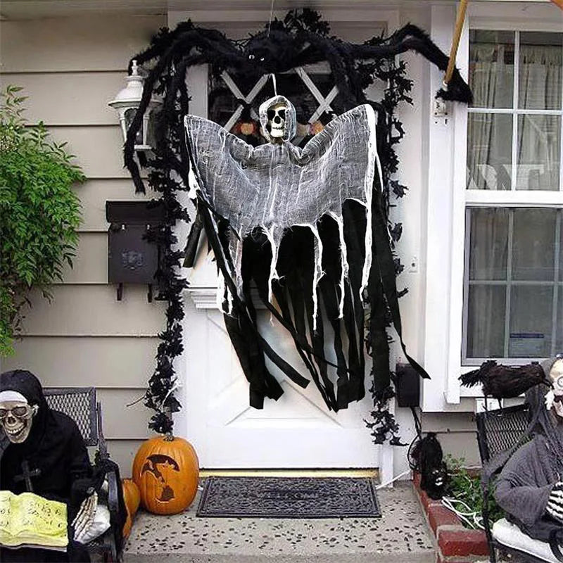 Ghost decoration hanging outdoors
