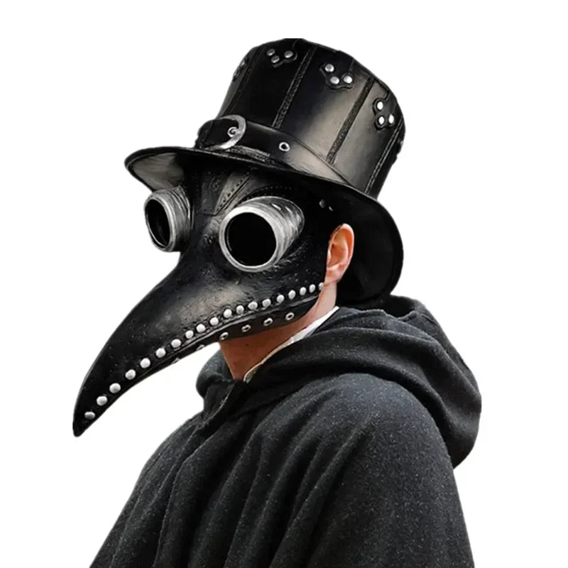 Plague doctor mask worn side profile