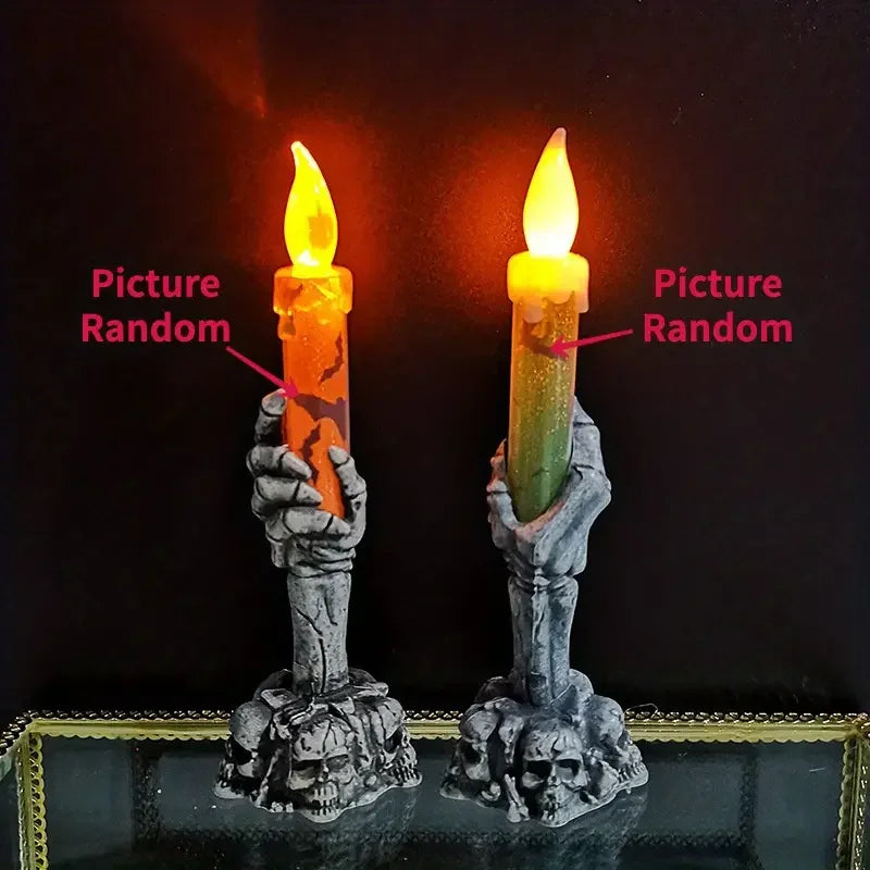 Halloween graveyard yard scene with skeleton hands