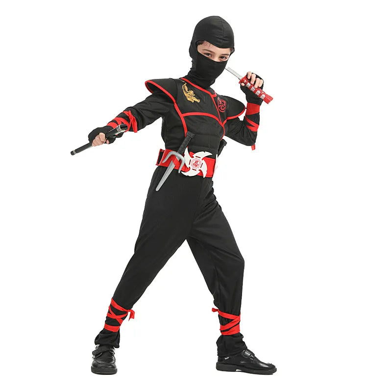 Child wearing ninja costume