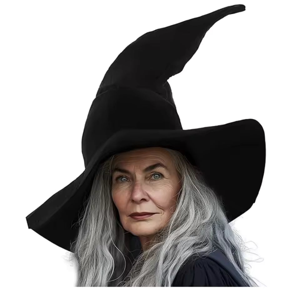 Foldable black knit witch hat