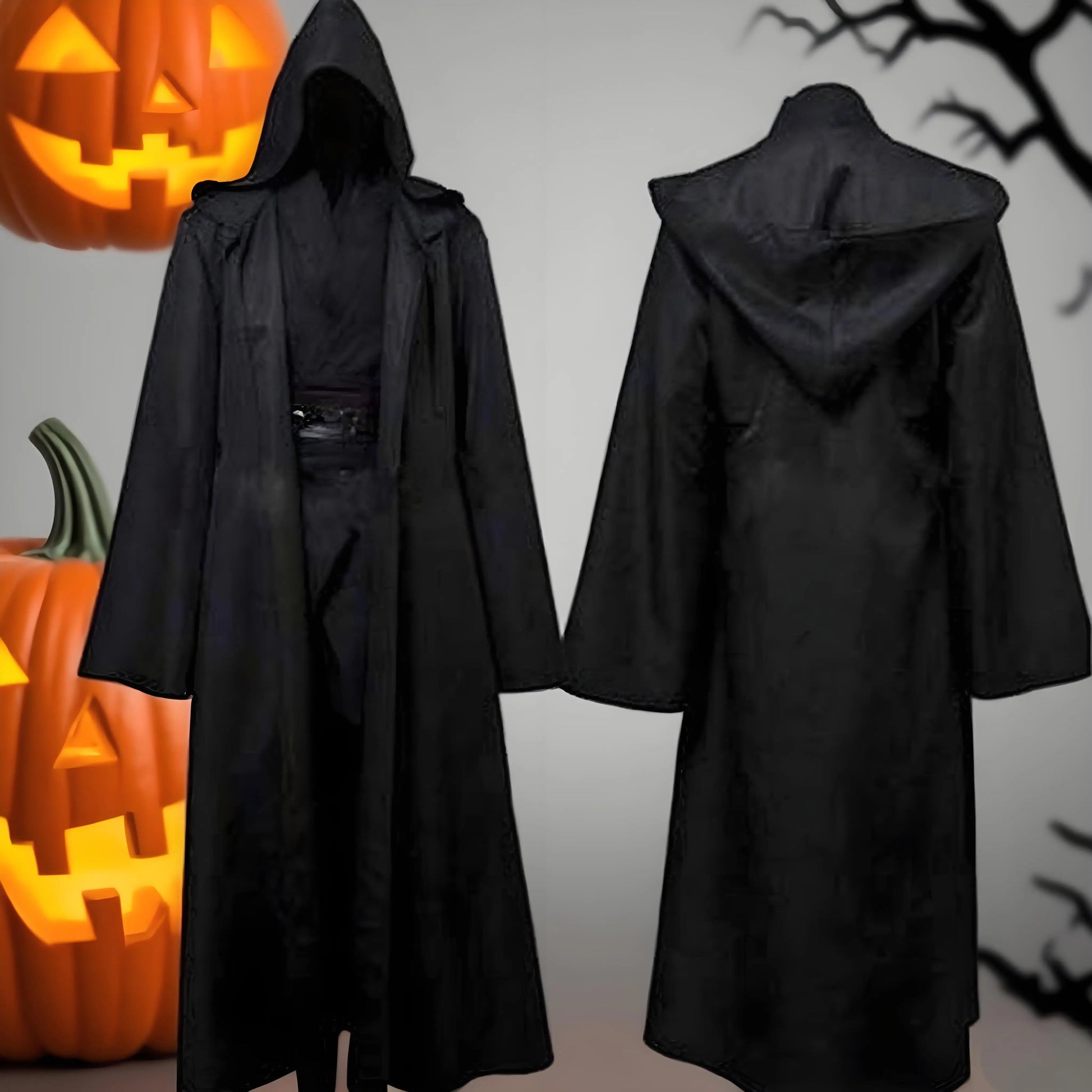 Hooded witch cloak long black cape
