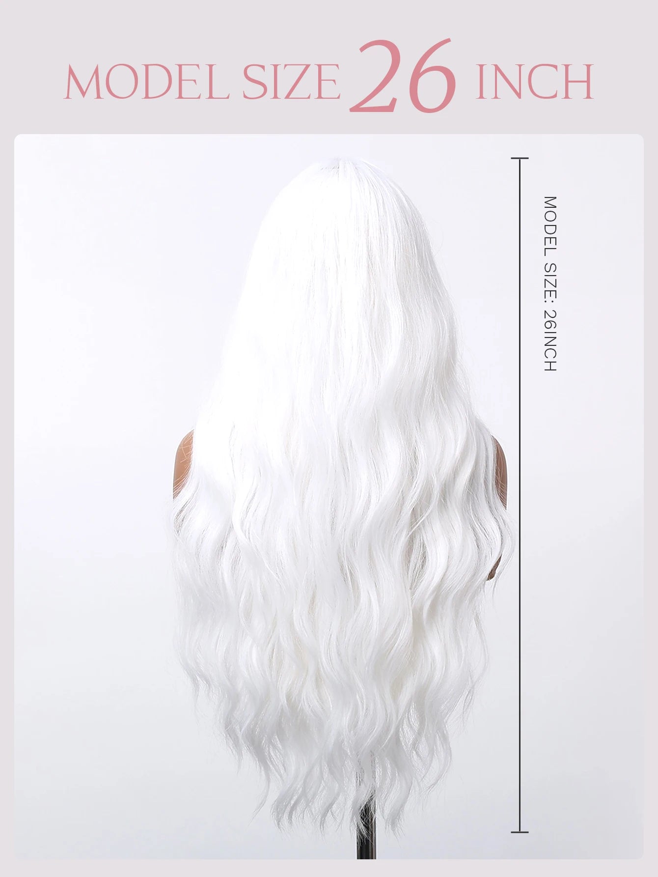 Silver white wig worn front view