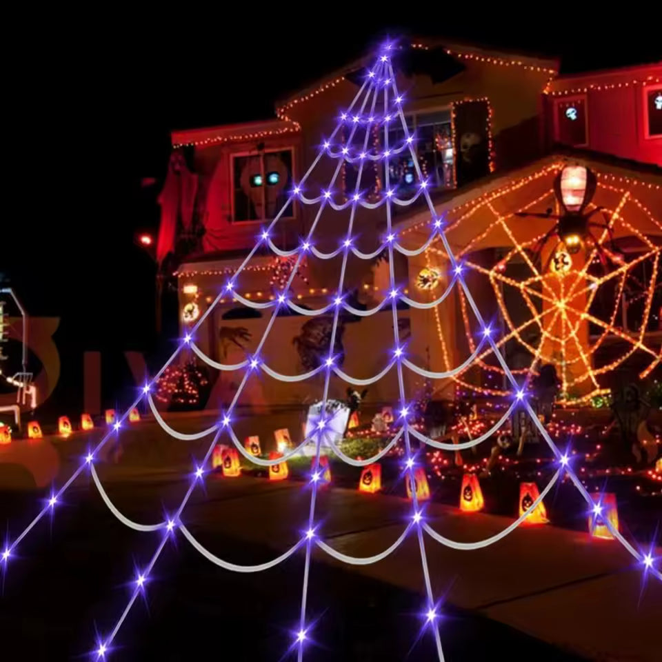 Halloween spider web LED lights — view 2
