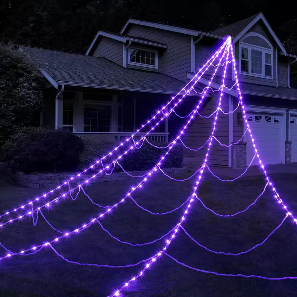 Halloween spider web LED lights — view 4