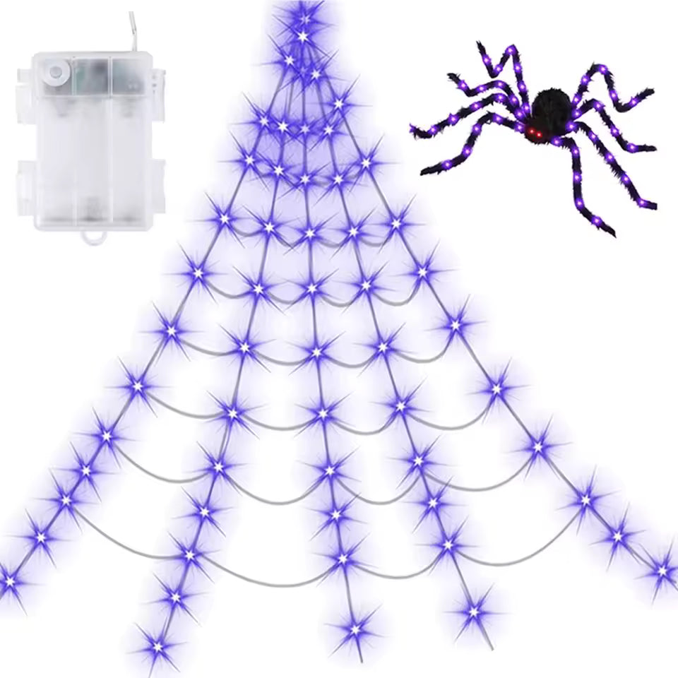 Halloween spider web LED lights — view 5