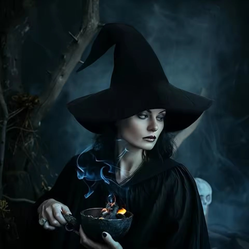 Foldable black knit witch hat — view 2